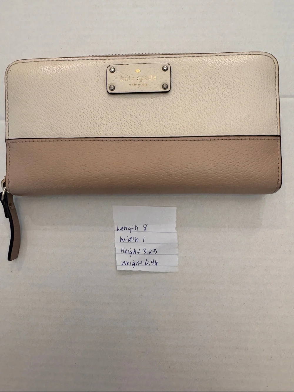 Kate Spade New York Beige Zip-Around Wristlet Wallet with Logo Accent Wristlet